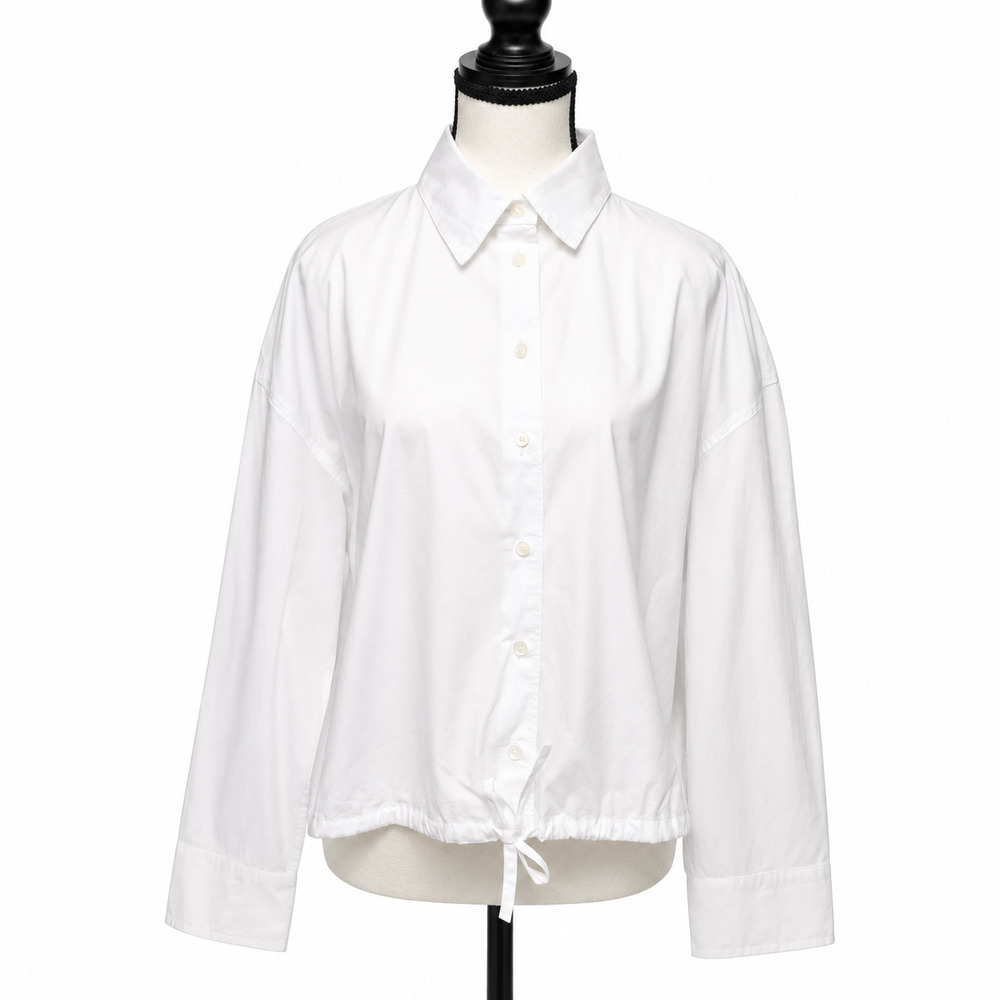 Madewell Drawstring Button Up Shirt Womens Size Medium White Poplin Cotton NWT